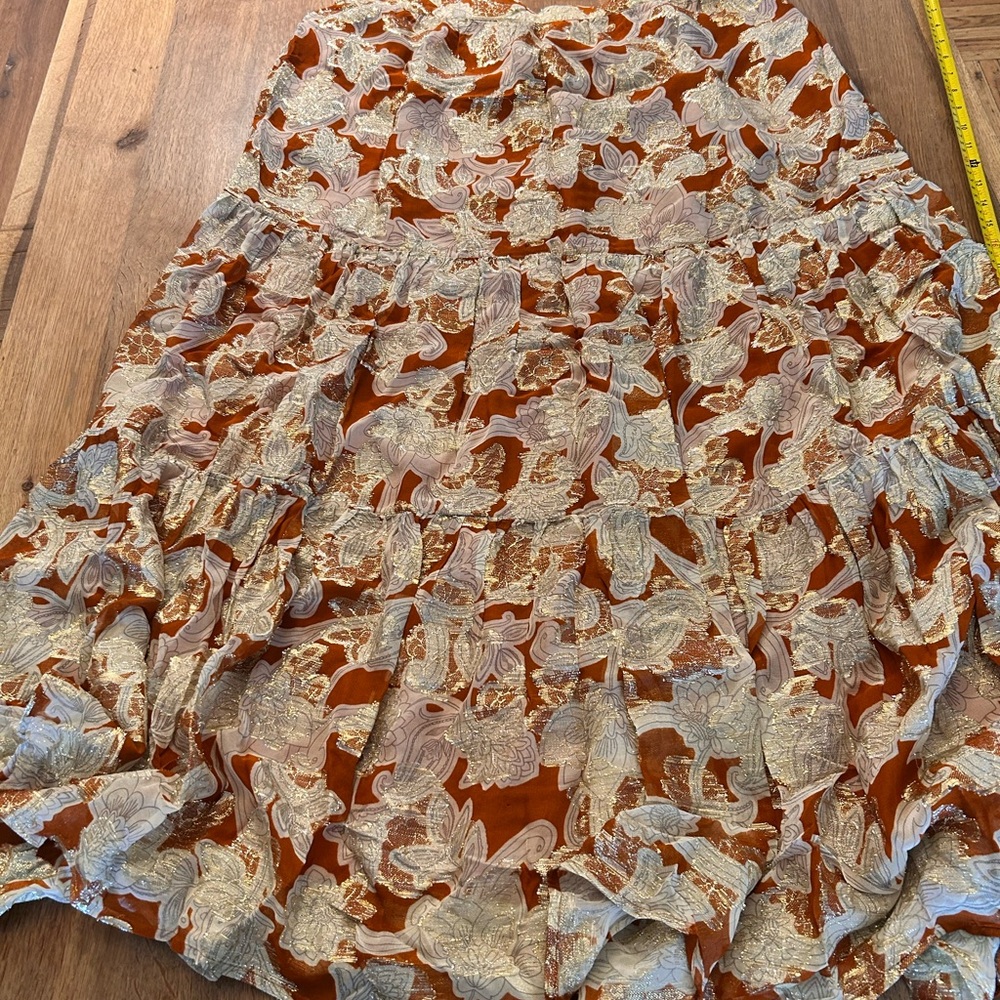 Boden Orange and Cream Floral A-Line Skirt